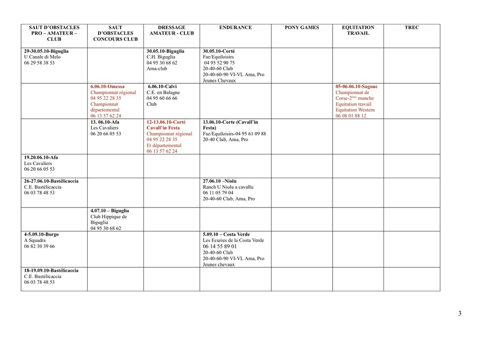 Calendrier 2010