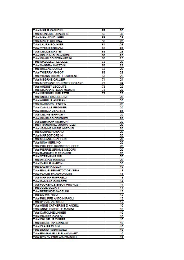 Classement 2010 du circuit des courses d'endurance corses