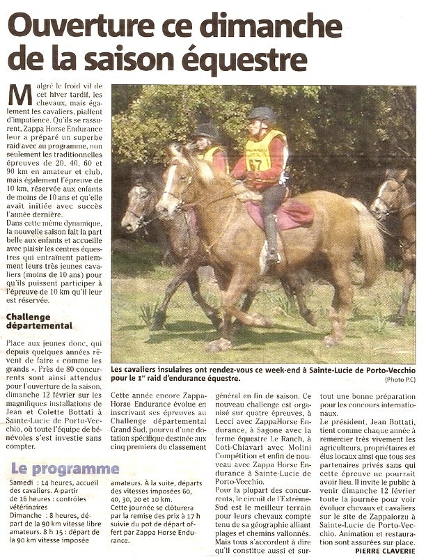 Corse-Matin: Ouverture de la saison équestre