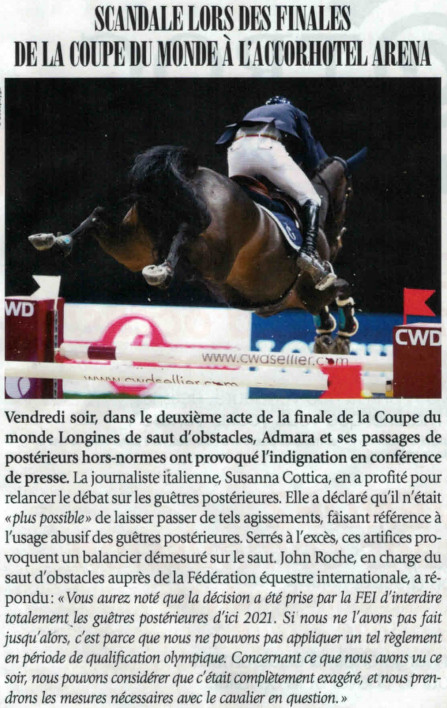 Scandale lors des finales de la coupe du monde Longines de saut d'obstacles