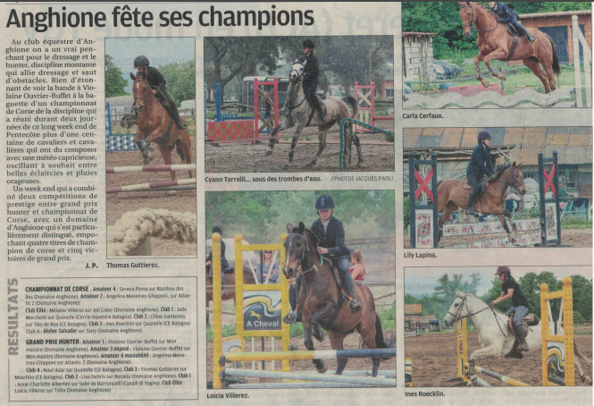 Championnat Régional Hunter - 20 et 21 mai 2018 - CE Domaine d'Anghione Championnat Régional Hunter - 20 et 21 mai 2018 - CE Domaine d'Anghione