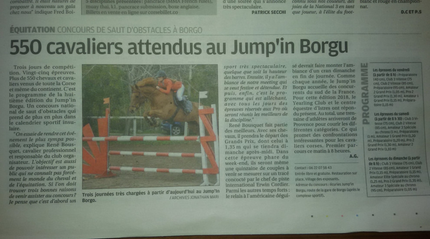 CSO des 1, 2 et 3 juin 2018 - Jump'in Borgo