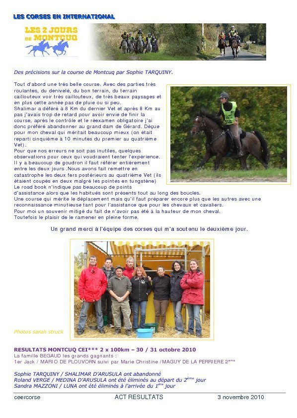 Retour sur la course d'endurance de Montcuq Retour sur la course d'endurance de Montcuq