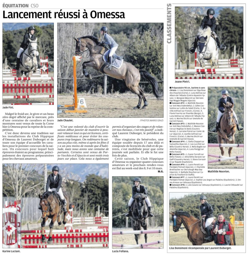 CSO Club - 13 janvier 2019 - Omessa CSO Club - 13 janvier 2019 - Omessa