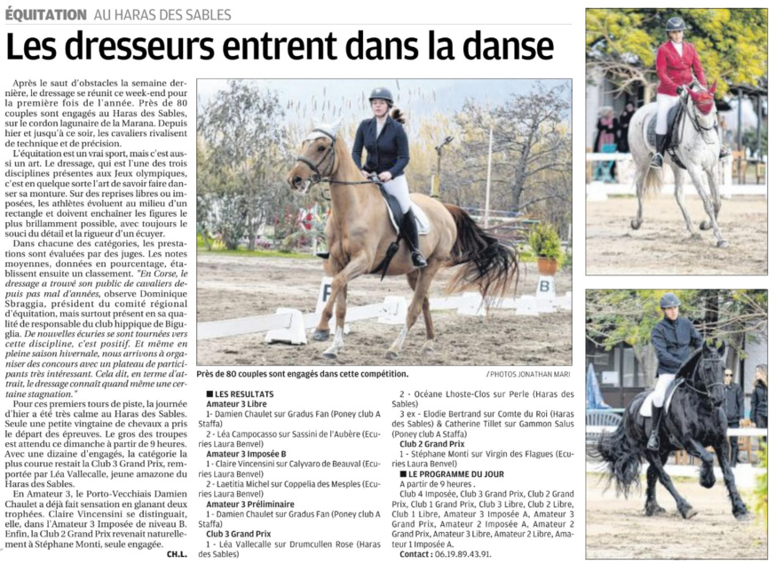 Concours Dressage - 19 et 20 janvier 2019 - Haras des Sables