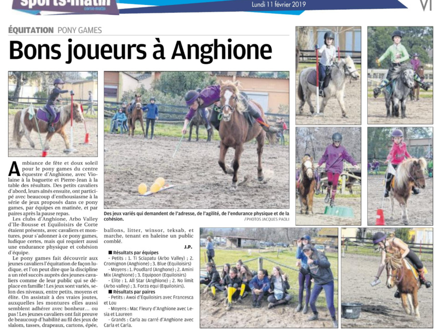 Pony-Games - 10 février 2019 - CE du Domaine d'Anghione Pony-Games - 10 février 2019 - CE du Domaine d'Anghione