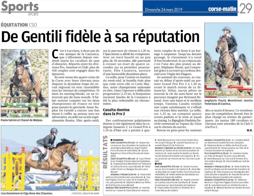 CSO - 22 au 24 mars 2019 - écuries Laura Benvel - Borgo CSO - 22 au 24 mars 2019 - écuries Laura Benvel - Borgo