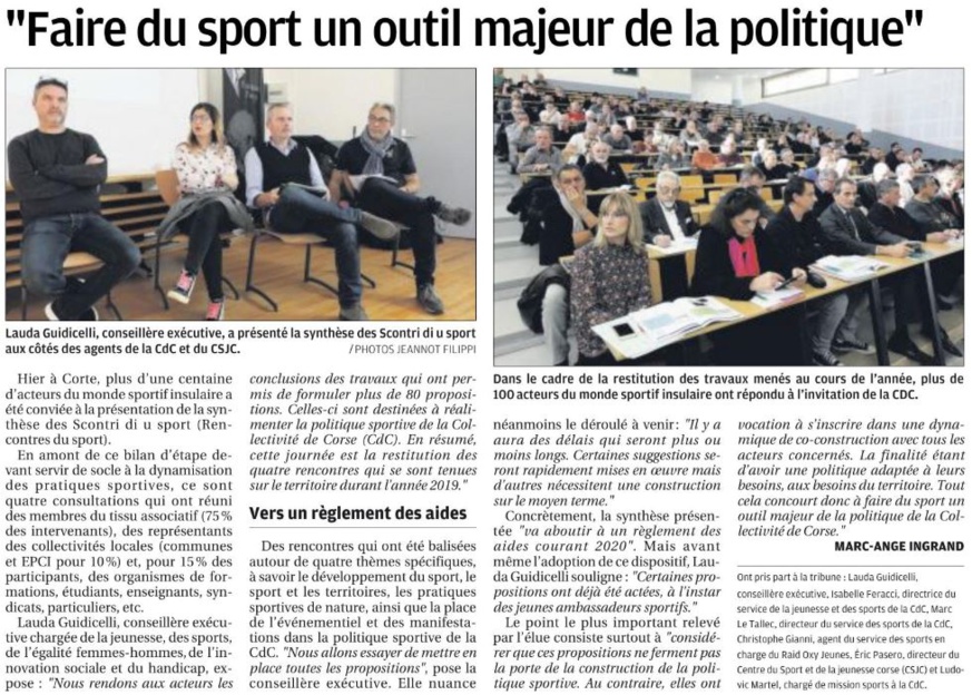 Présentation de la synthèse des rencontres du sport