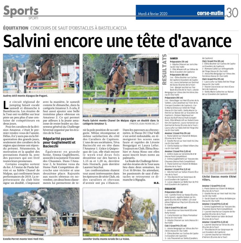 CSO - 1 et 2 février 2020 - écuries de la Tour - Bastelicaccia CSO - 1 et 2 février 2020 - écuries de la Tour - Bastelicaccia