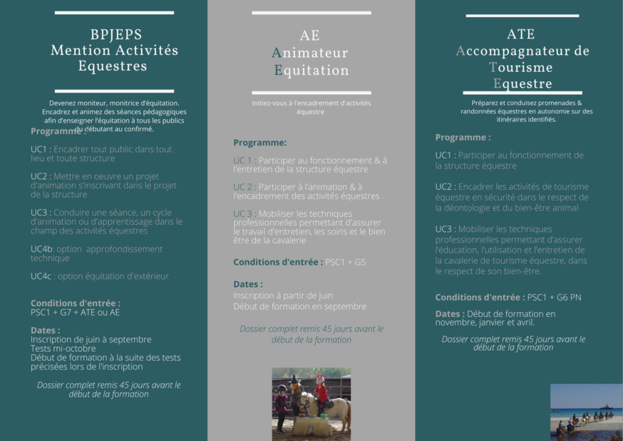 Sessions Animateur d'Equitation, BPJEPS et ATE Sessions Animateur d'Equitation, BPJEPS et ATE