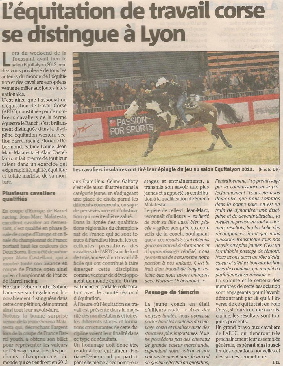 Equitation Travail: La Corse aux Championnats du monde 2013!!!