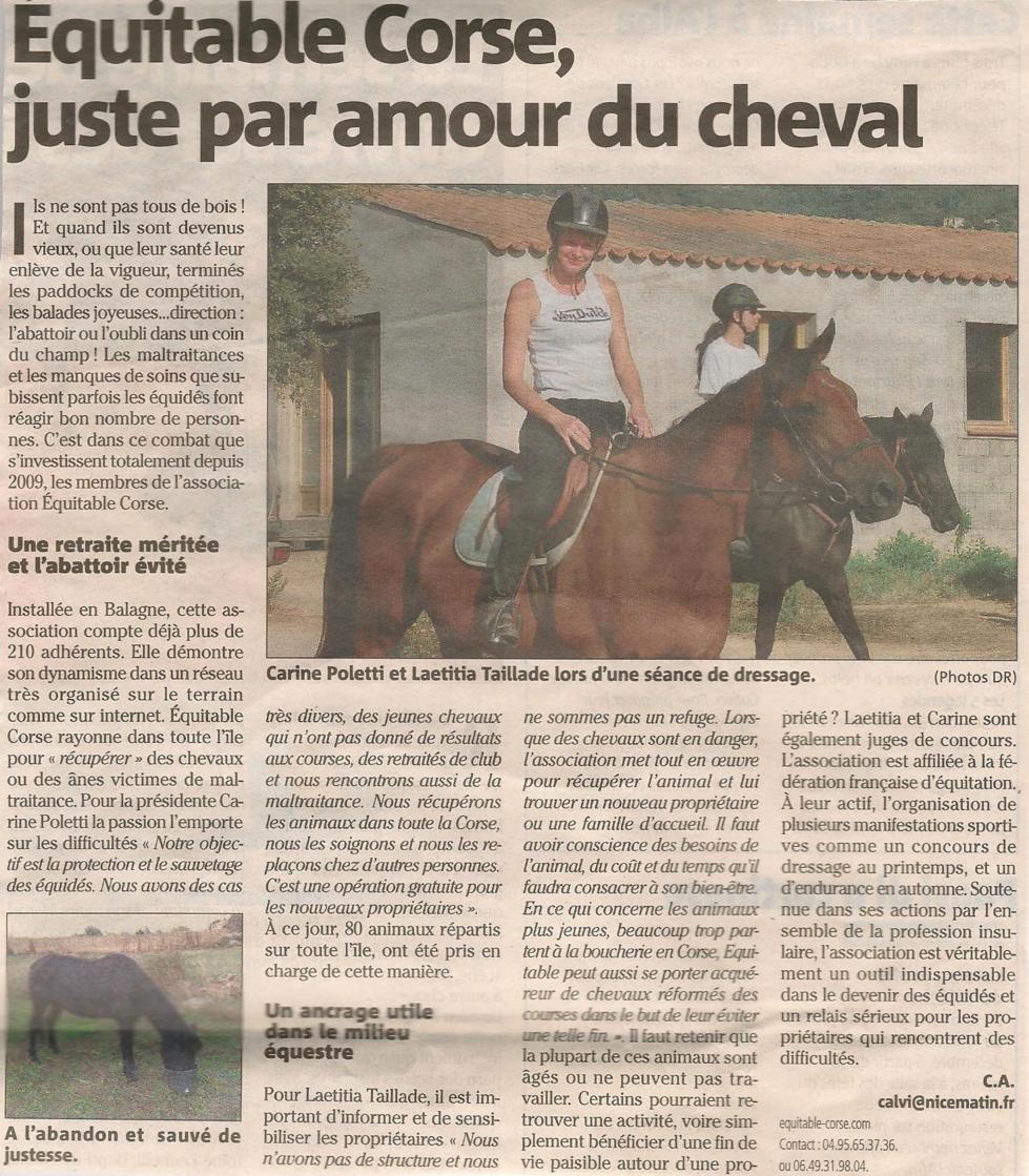 Equitable Corse, par amour du cheval.