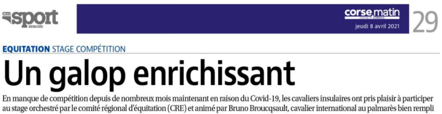 Article Corse Matin du 08 avril 2021