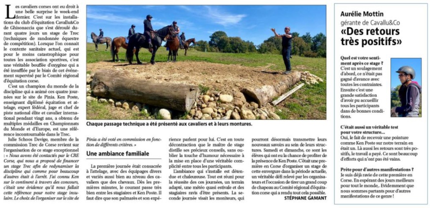 Article Corse Matin du 27 avril 2021