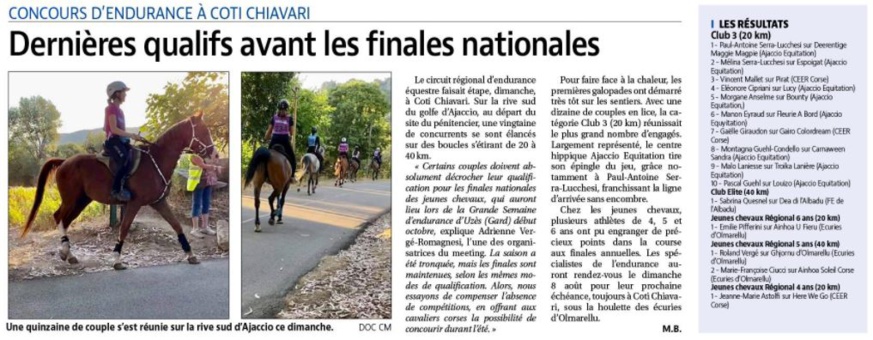 Articles Corse Matin du 6 juillet 2021