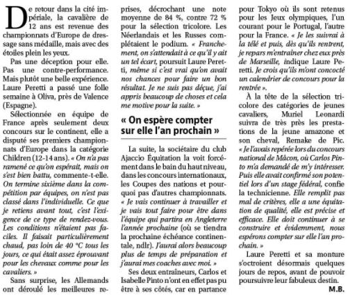 Article Corse Matin du 17 juillet 2021