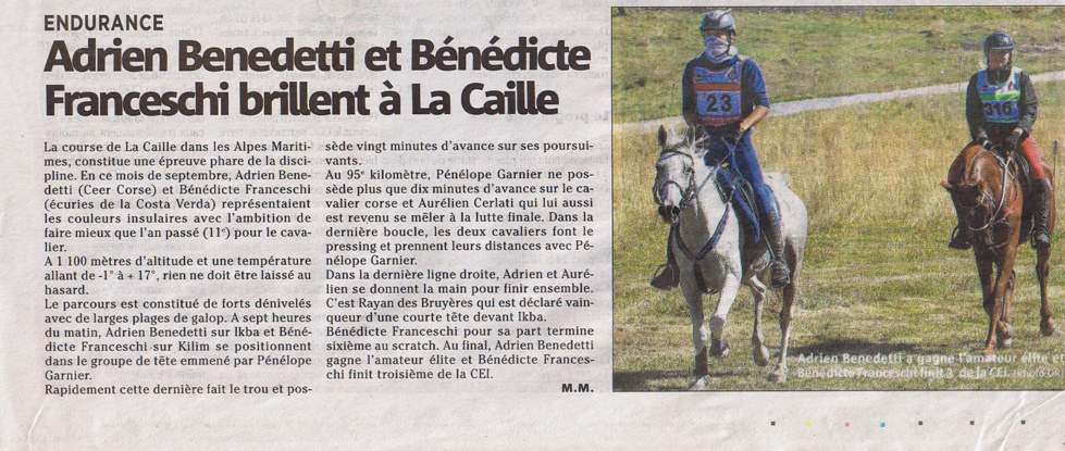 Participation des cavaliers Corses au CEI de La Caille- Corse Matin mercredi octobre 2013