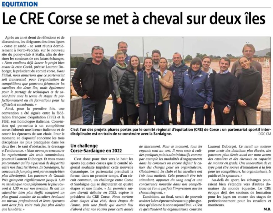 Article Corse Matin du 16 novembre 2021