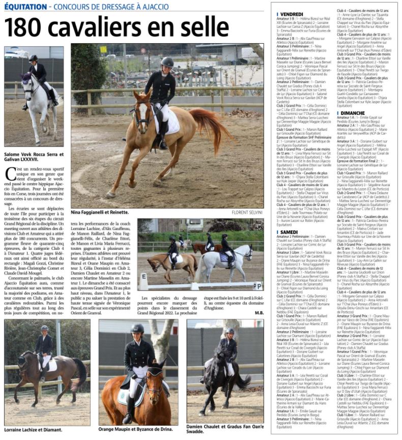 Article Corse Matin du 8 mars 2022