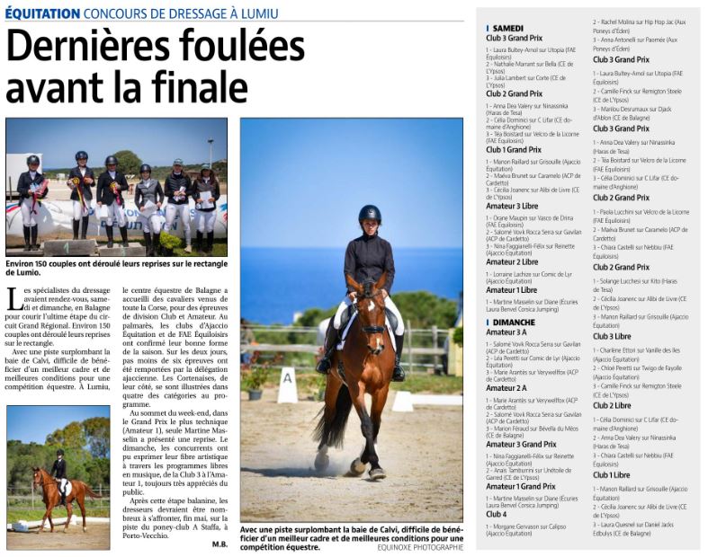 Article Corse Matin du 5 mai 2022 Article Corse Matin du 5 mai 2022