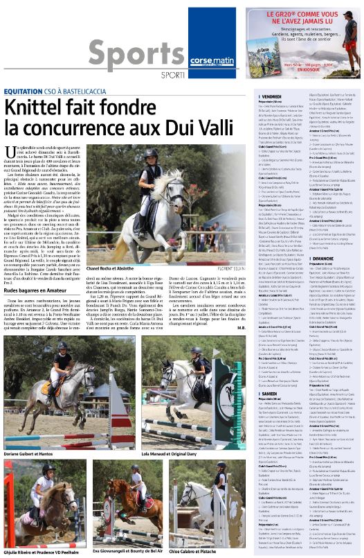 Article Corse Matin du 22 juin 2022 Article Corse Matin du 22 juin 2022