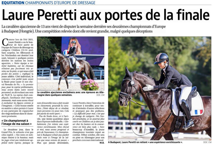 Article Corse Matin du 14 septembre 2022