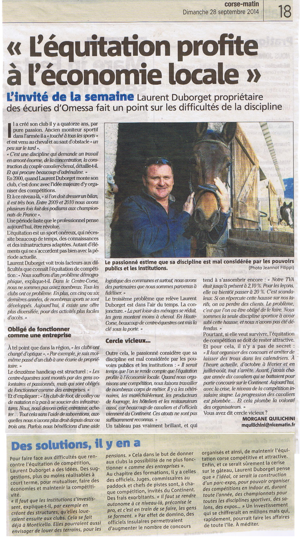 L'équitation profite à l'économie locale