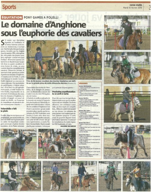Concours Pony Games Centre Equestre Domaine d'Anghione 8 Février 2015