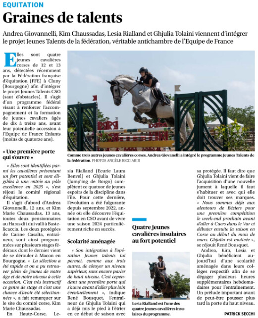 Article Corse Matin du 20 février 2025 Article Corse Matin du 20 février 2025