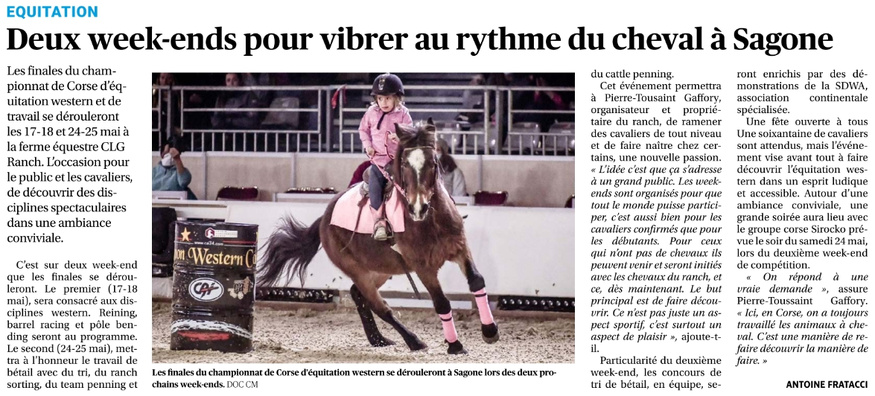 Article Corse Matin du 16 mai 2025
