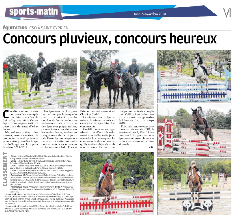CSO Club - 4 novembre 2018 - Country Horse (St Cyprien)