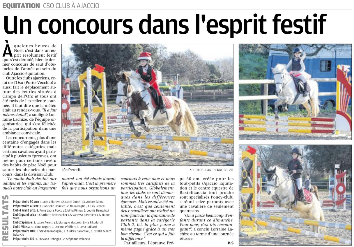 CSO Club - 23 décembre 2018 - Ajaccio Equitation