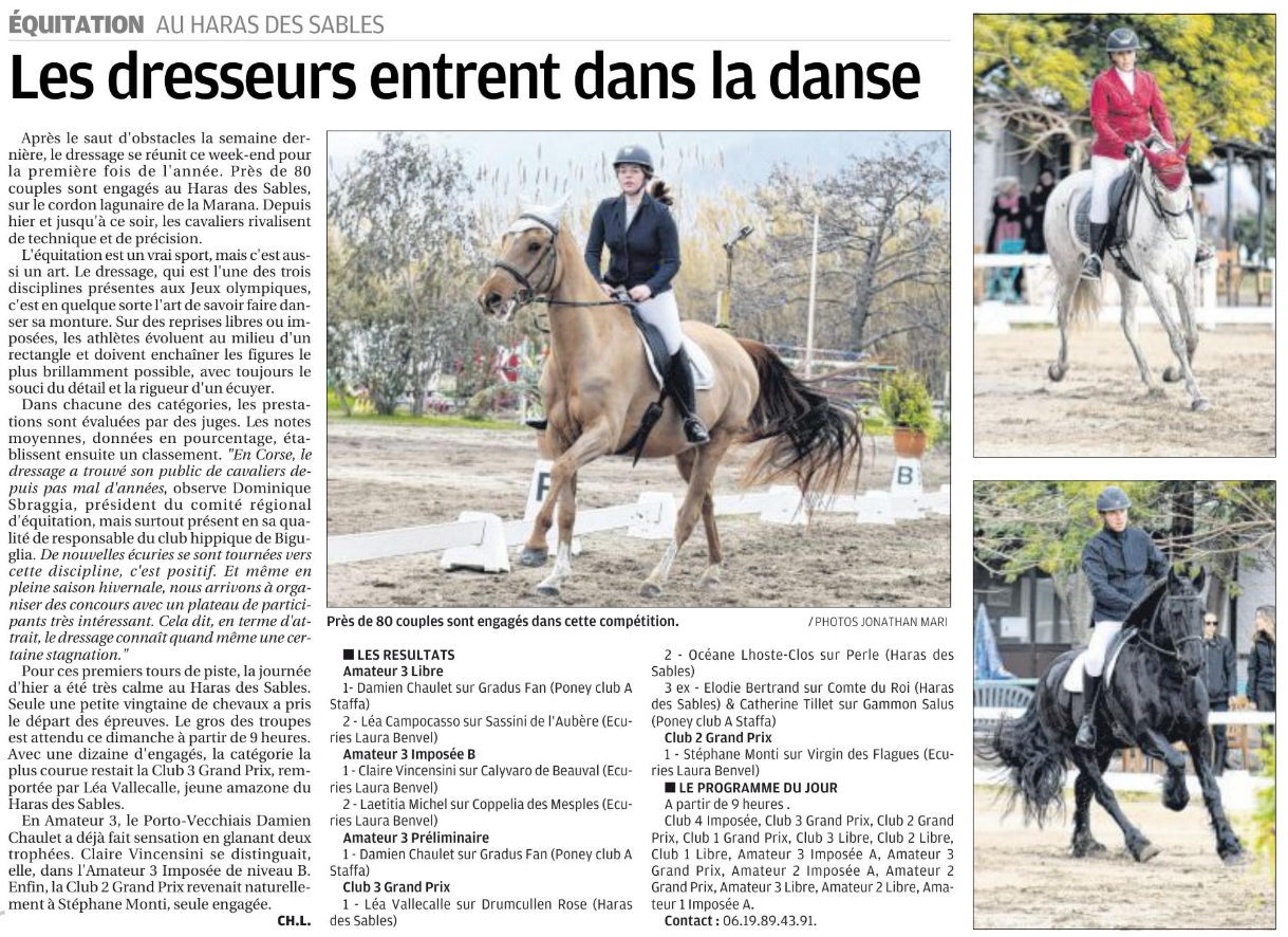 Concours Dressage - 19 et 20 janvier 2019 - Haras des Sables