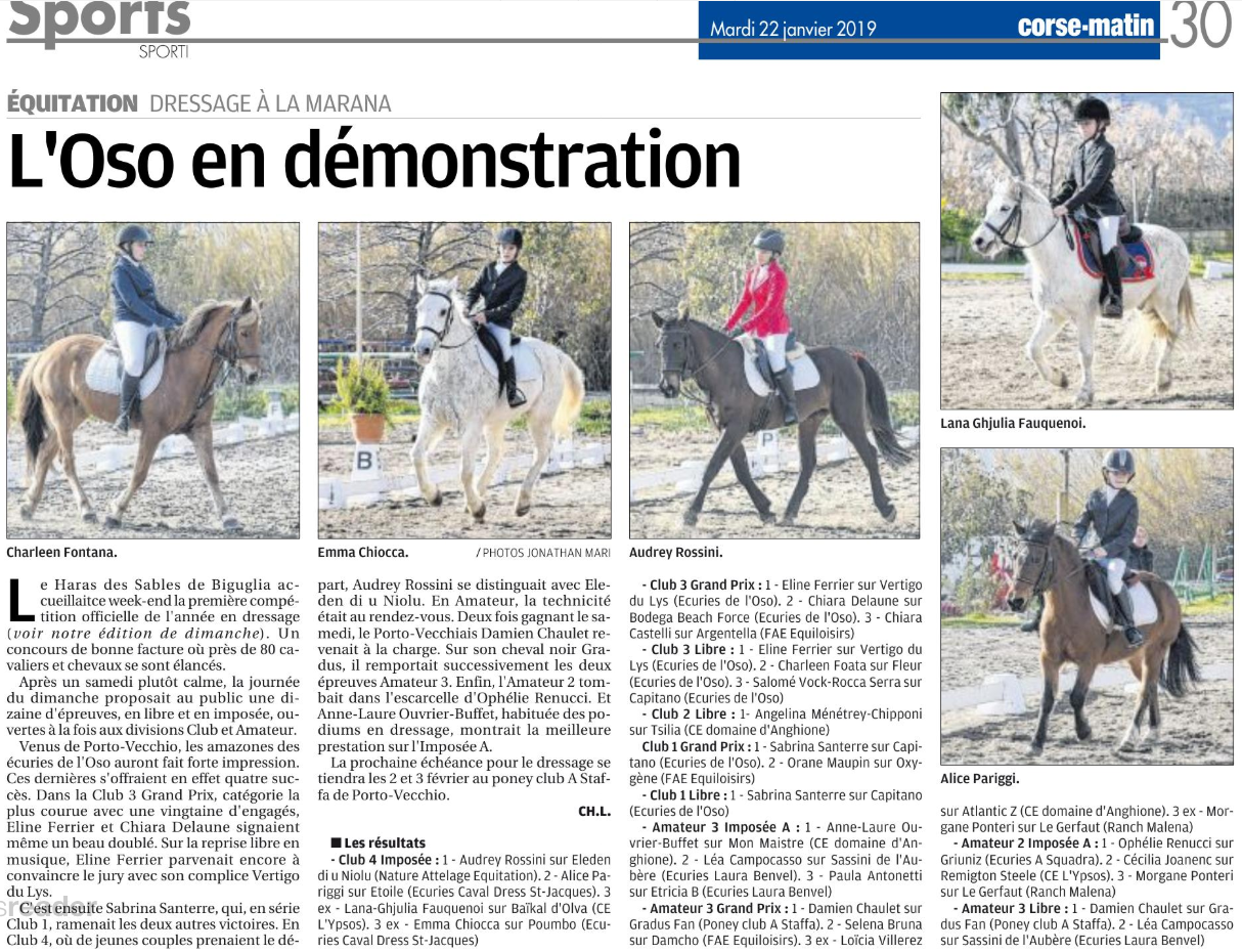 Concours Dressage - 19 et 20 janvier 2019 - Haras des Sables