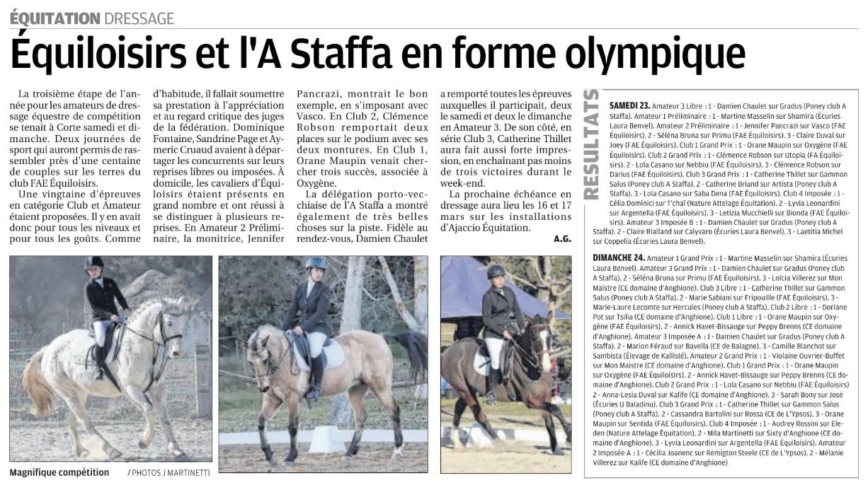 Dressage - 23 et 24 février 2019 - Equiloisirs FAE