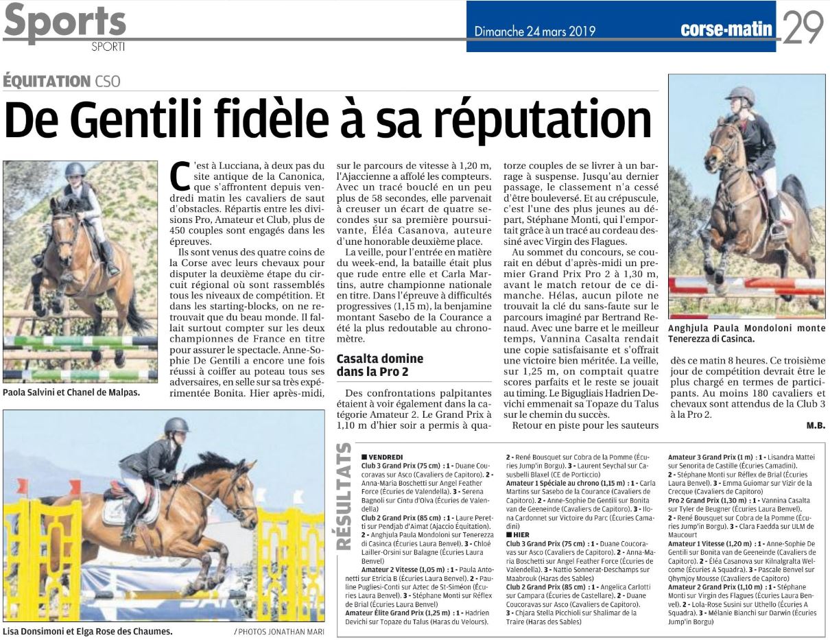 CSO - 22 au 24 mars 2019 - écuries Laura Benvel - Borgo