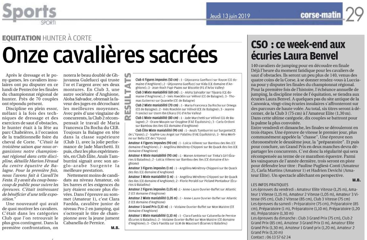 Championnat Régional de Hunter - 10 juin 2019 - Cavall'in Festa