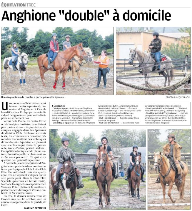 TREC - 22 septembre 2019 - centre équestre du Domaine d'Anghione - Folelli