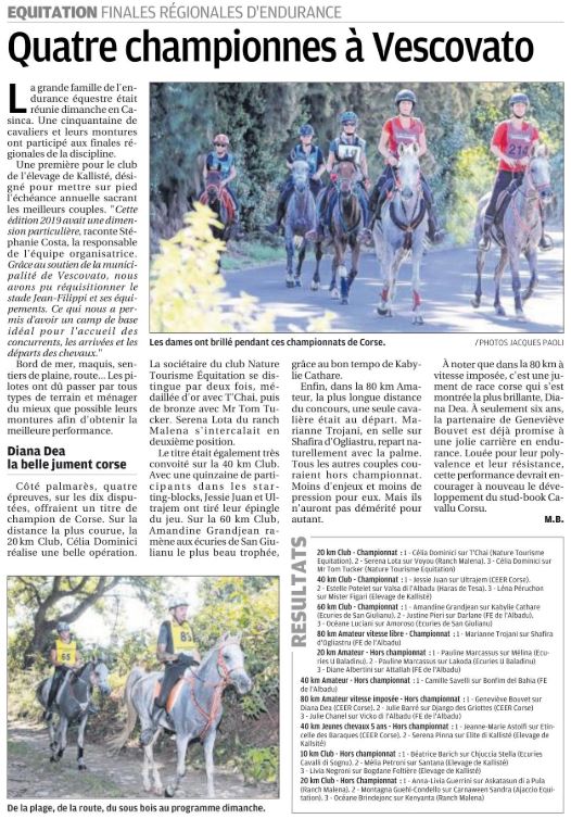 Championnat Régional d'Endurance - 29 septembre 2019 - élevage di Kalliste