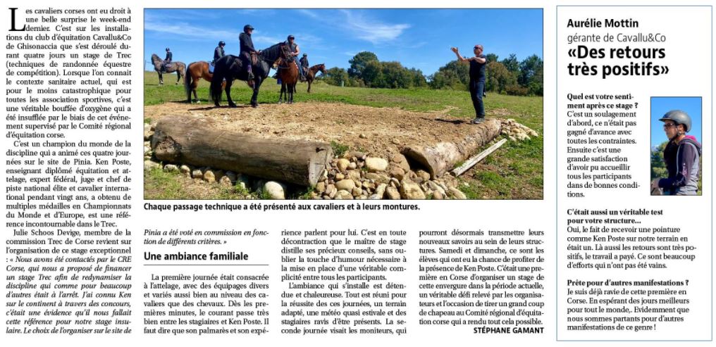 Article Corse Matin du 27 avril 2021