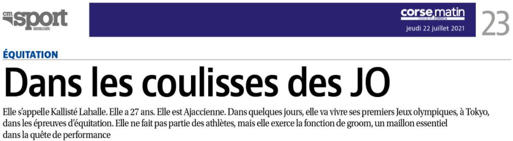 Article Corse Matin du 22 juillet 2021