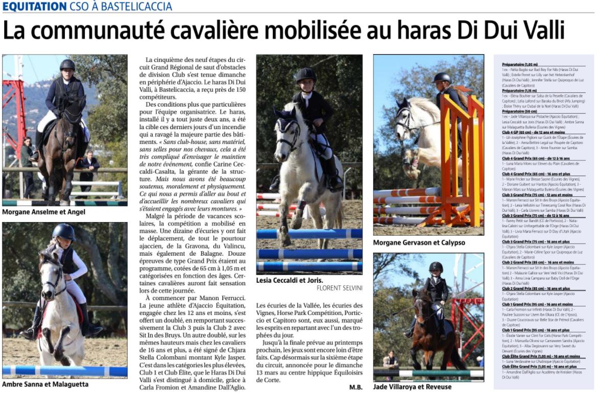 Articles Corse Matin du 1er Mars 2022