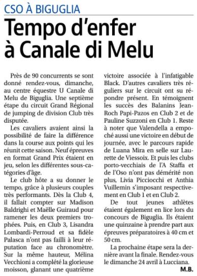 Articles Corse Matin du 30 mars 2022