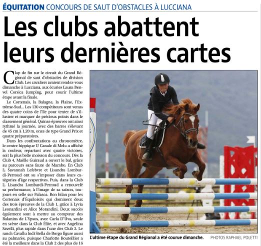 Article Corse Matin du 27 avril 2022