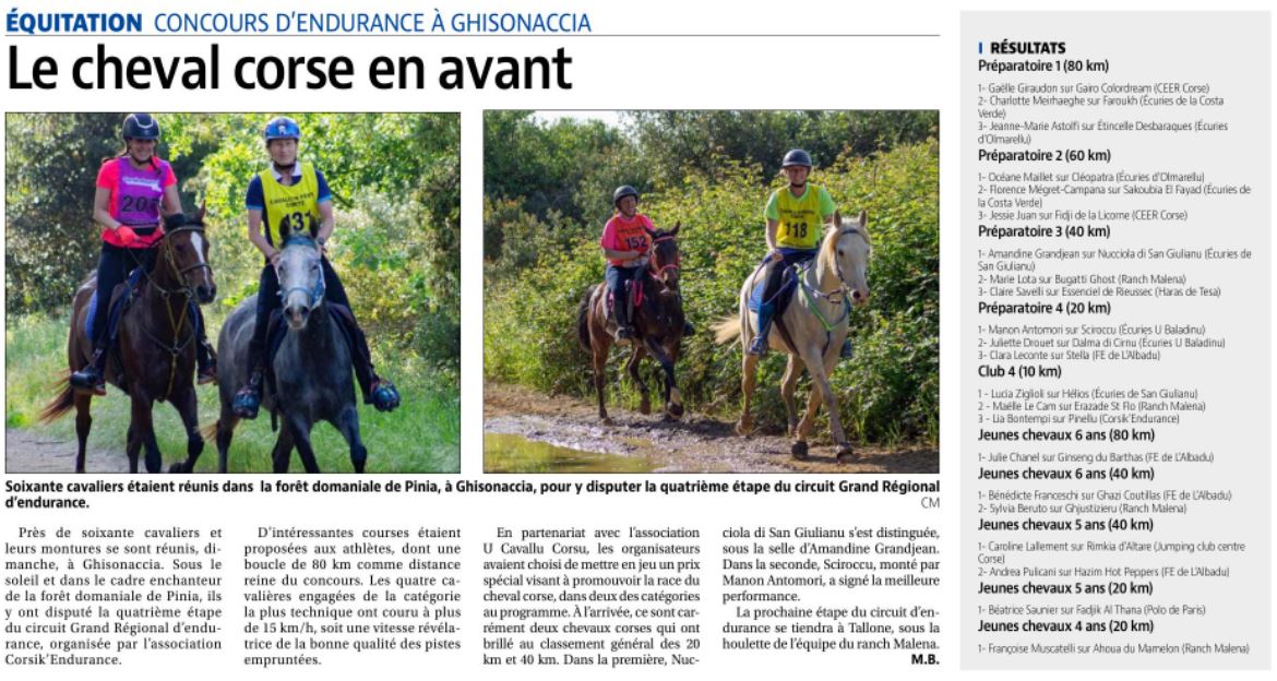 Article Corse Matin du 4 mai 2022