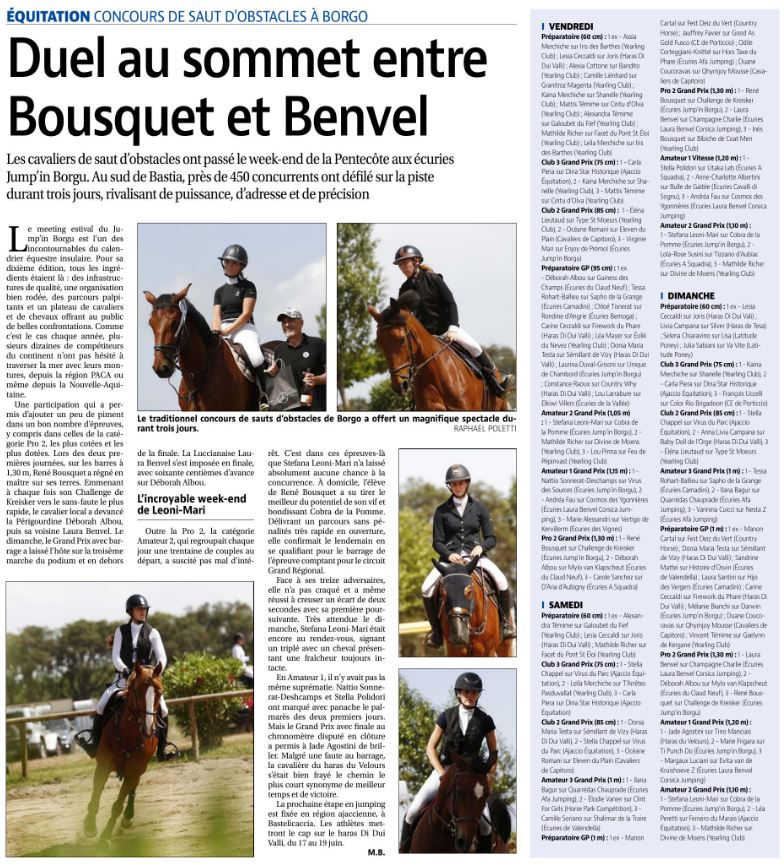 Article Corse Matin du 8 juin 2022