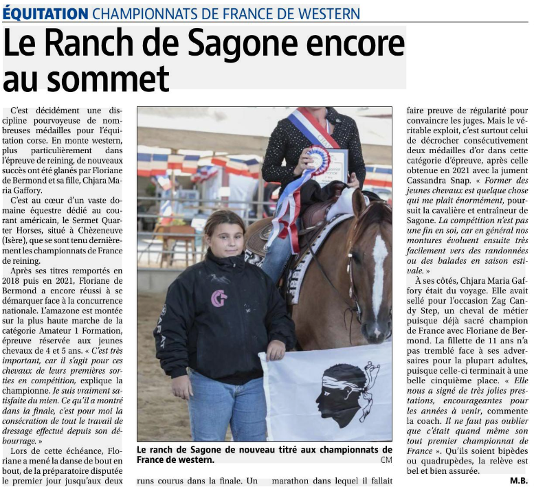 Article Corse Matin du 25 octobre 2022