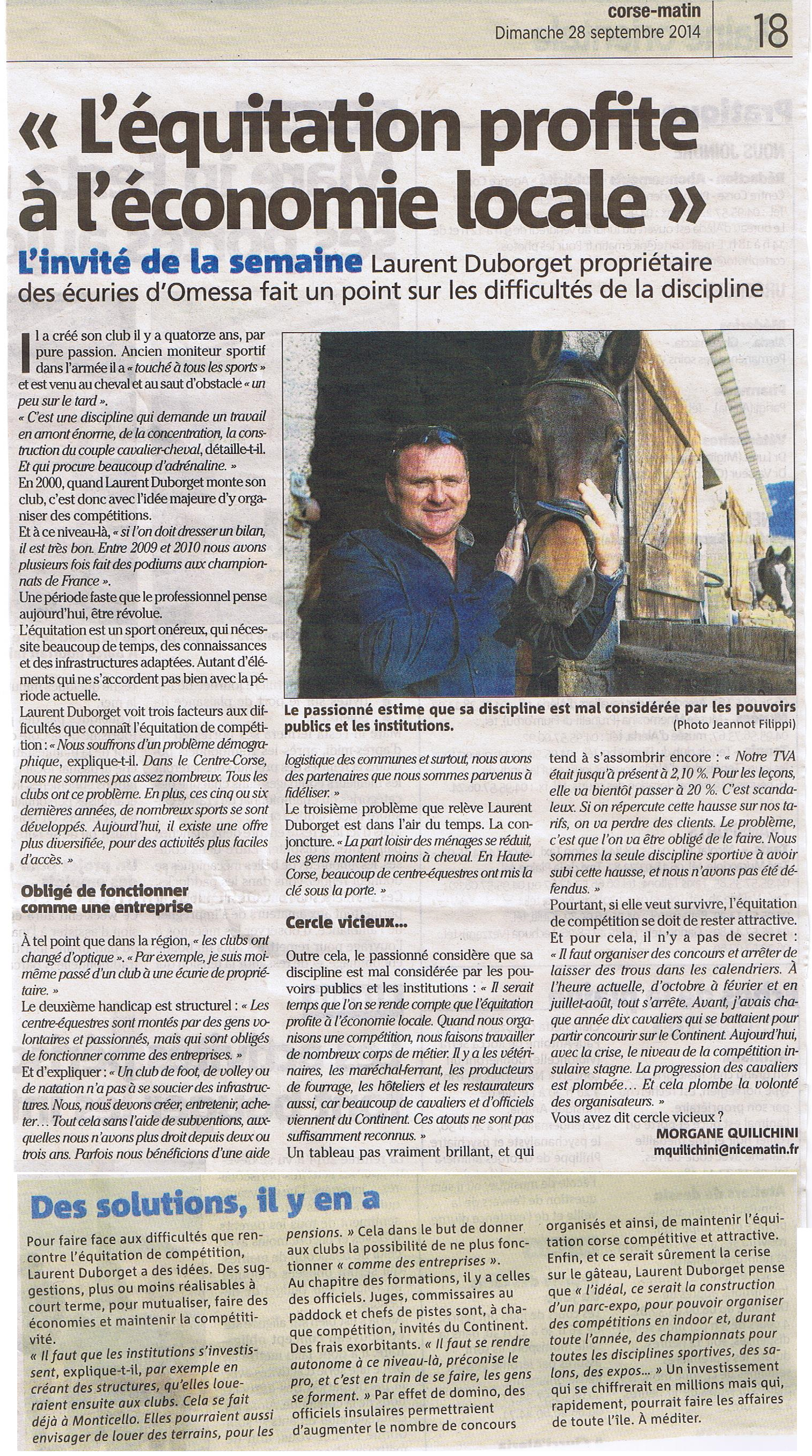 L'équitation profite à l'économie locale