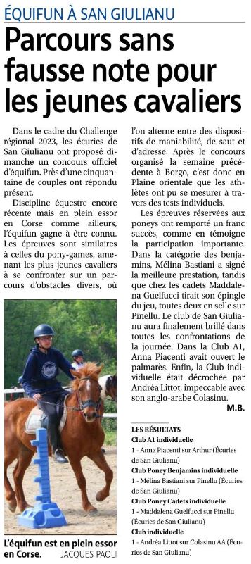 Articles Corse Matin du 26 avril 2023