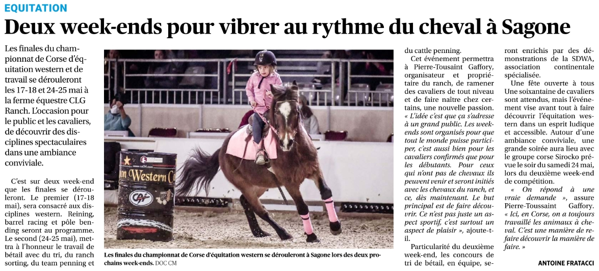 Article Corse Matin du 16 mai 2025